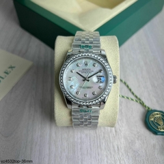 Relógio Rolex 36mm Prata com Brilho Italiana