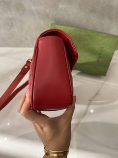 Bolsa Gucci Marmont Pequena Shoulder Vermelha Italiana - loja online