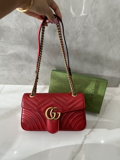Bolsa Gucci Marmont Pequena Shoulder Vermelha Italiana na internet