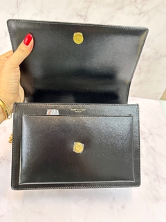 Bolsa Saint Laurent Sunset Preta Com Dourado Italiana - Bolsas e Grife