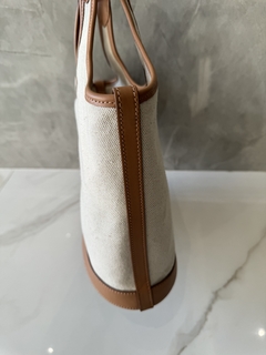 Bolsa Prada Tote Média em Mescla de Linho e Couro Italiana - comprar online