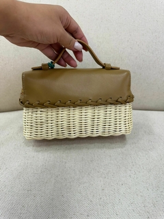 Bolsa Loro Piana Mini Vime e Couro Caramelo Italiana - Bolsas e Grife