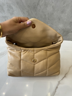 Bolsa YSL Puffer Toy Pequena Bege com Dourado Italiana - loja online