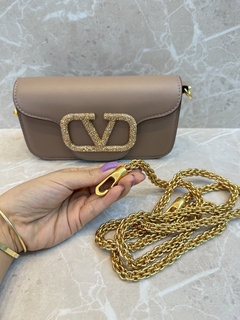 Bolsa VLTN Locò Nude Brilhante Pequena Italiana - Bolsas e Grife