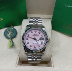 Relógio Rolex 36mm Fundo Rosa Com Brilho Italiana