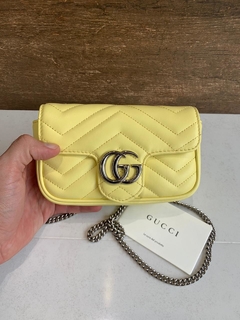 Bolsa Gucci Super Mini Marmont Amarela Italiana - loja online