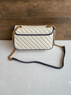 Bolsa Gucci Marmont GG Pequena Off White e Azul Italiana - loja online