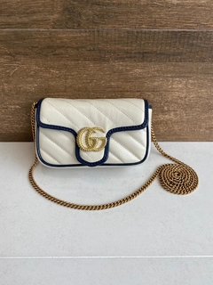 Bolsa Gucci Marmont GG Mini Off White e Azul Italiana