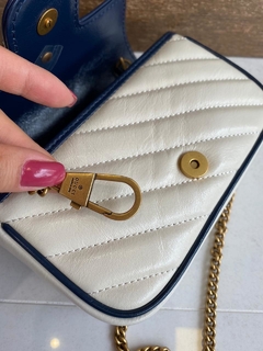 Bolsa Gucci Marmont GG Mini Off White e Azul Italiana - Bolsas e Grife
