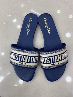 Rasteira Flat Christian Dior Azul Italiana