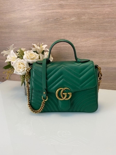 Bolsa Gucci Marmont Top Handle Verde Italiana