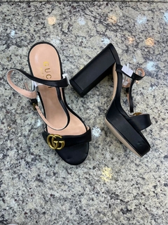 Sandália Gucci Double G Preta Italiana