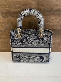 Bolsa Lady Dior D-Lite Média Toile de Jouy Reverse Azul Italiana - comprar online