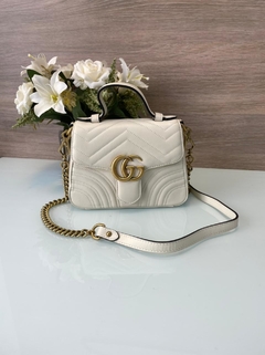 Bolsa Gucci Marmont Top Handle Mini Branca Off White Italiana
