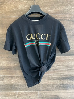 T-Shirt Gucci Oversized Feminina Preta Italiana - comprar online
