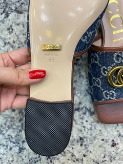 Rasteira Slide Gucci Jeans Double G Italiana - Bolsas e Grife