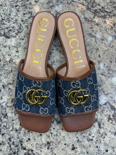 Rasteira Slide Gucci Jeans Double G Italiana