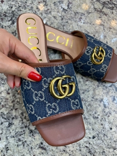 Rasteira Slide Gucci Jeans Double G Italiana na internet