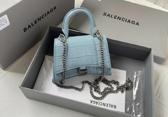 Bolsa Balenciaga Hourglass Tote Azul Croco Italiana