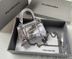 Bolsa Balenciaga Hourglass Tote Prata Italiana
