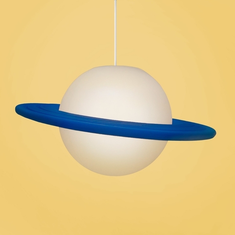 Luminária Pendente Planeta Saturno Azul