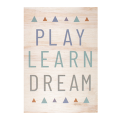 Quadro A2 Madeira Play Learn Dream Azul - ESTAMPA EXCLUSIVA! (Unidade) - comprar online