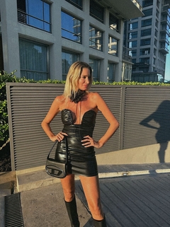 Vestido straples leather