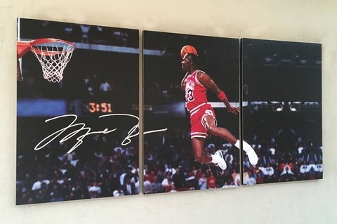 Cuadros - Tríptico Michael Jordan Volcando Chicago Bulls