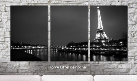 Cuadros - Triptico Paris vista de noche - comprar online