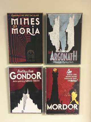 Combo 4 cuadros El Señor de los Anillos Moria-Argonath-Gondor-Mordor