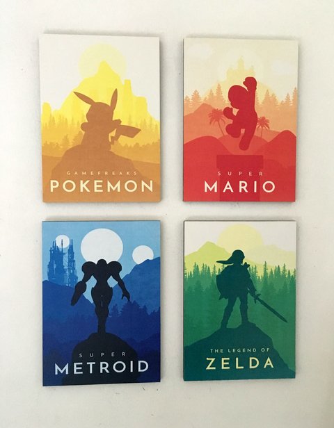 Combo 4 cuadros Videojuegos: Pokemon - Mario -Metroid - Zelda - comprar online