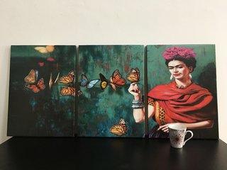Cuadros - Tríptico Frida Kahlo Mariposas