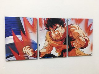 Cuadros - Tríptico Goku Kaioken entrenando en 100 G
