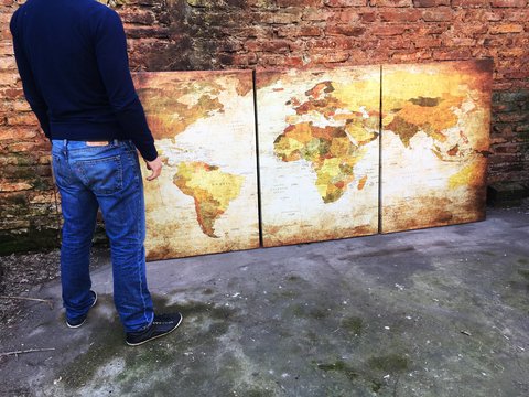 Cuadros - Triptico Mapamundi 2 GIGANTE (240 cm x 110 cm) - comprar online