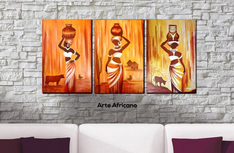 Cuadros - Tríptico Arte Africano - comprar online