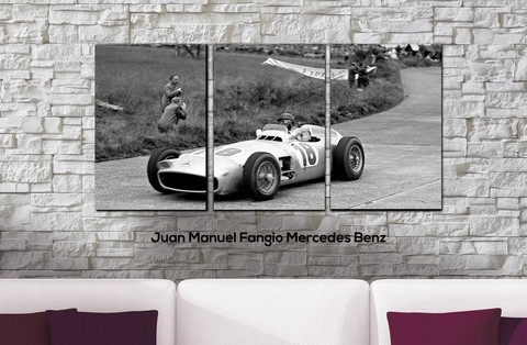 Cuadros - Tríptico Juan Manuel Fangio Mercedes - comprar online