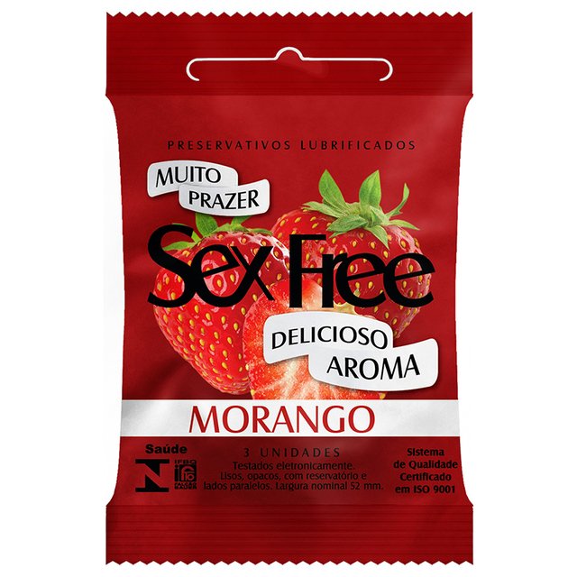 Preservativo Lubrificado Sex Free - Aroma Morango com 3 unidades