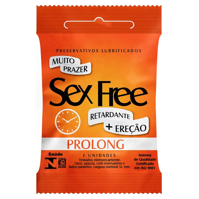 Preservativo Lubrificado Sex Free - Prolong - Retardante + Ereção com 3 unidades - comprar online
