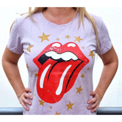 Remera estampada Rolling Stone lengua rojo Lila