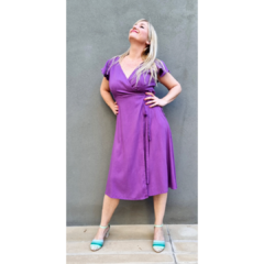 Vestido de lino elastizado lurex Chicas del Cable purpura