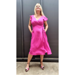 Vestido lino lurex elastizado chicas del cable fucsia - comprar online
