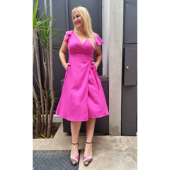 Vestido lino lurex elastizado chicas del cable fucsia - ALADA