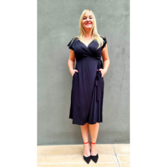 Vestido lino elastizado lurex chicas del cable negro - comprar online