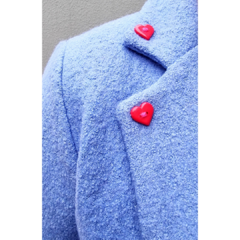 Tapado lana celeste con corazones - comprar online