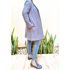 Tapado lana gris con botones multicolor - tienda online