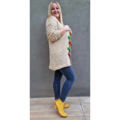 Imagen de Saco largo lana mohair cerezas beige