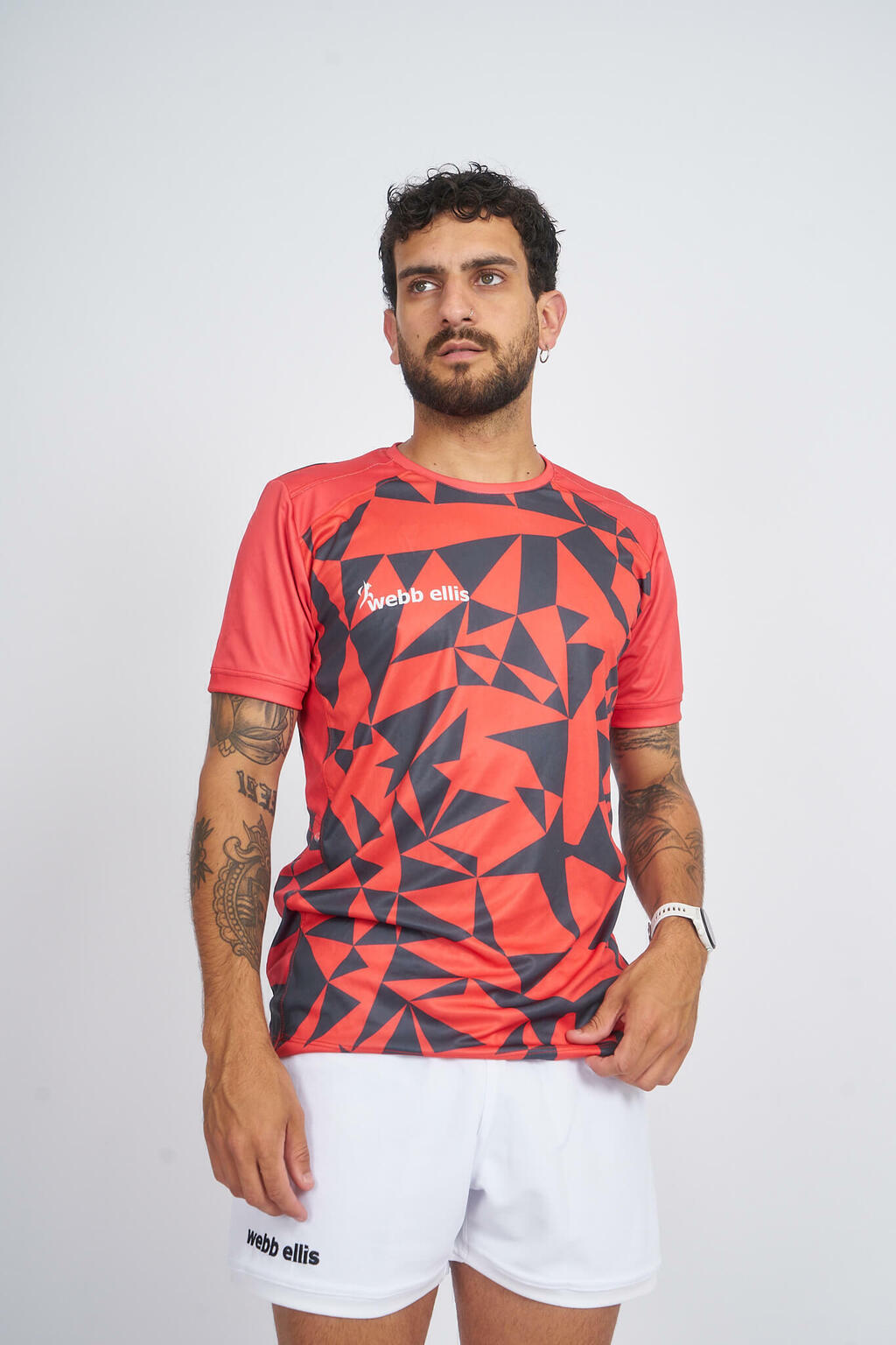 Remera Dry Fit INDIA Sublimada Gris con rojo