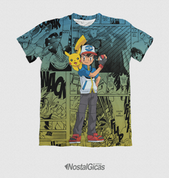 Camisa Exclusiva Ash e Pikachu Mangá MOD.3