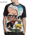 Camisa Raglan Attack On Titan Chibi