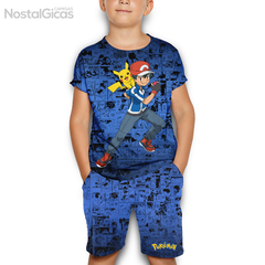Kit Infantil Exclusivo Camisa + Short Ash e Pikachu